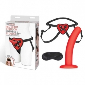 Красный поясной фаллоимитатор Red Heart Strap on Harness   5in Dildo Set - 12,25 см. - Lux Fetish - купить с доставкой в Кургане