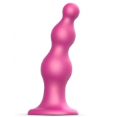 Розовая насадка Strap-On-Me Dildo Plug Beads size S - Strap-on-me - купить с доставкой в Кургане