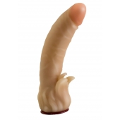 Телесная гелевая насадка-фаллос с клиторальными лепестками - 18,5 см. - LOVETOY (А-Полимер) - купить с доставкой в Кургане