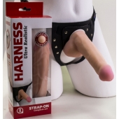 Страпон Harness из двух предметов: трусики с плугом и насадка-фаллос - 17 см. - LOVETOY (А-Полимер) - купить с доставкой в Кургане