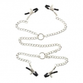 Серебристые зажимы для сосков и половых губ на тонкой цепочке - Notabu - купить с доставкой в Кургане