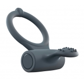 Серое перезаряжаемое эрекционное кольцо с вибрацией Power Clit - Dorcel - в Кургане купить с доставкой