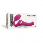 Ярко-розовый безремневой страпон Multi Orgasm Size S с клиторальной стимуляцией - Strap-on-me - купить с доставкой в Кургане