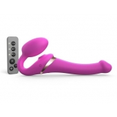 Ярко-розовый безремневой страпон Multi Orgasm Size S с клиторальной стимуляцией - Strap-on-me - купить с доставкой в Кургане