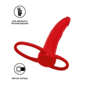 Красная насадка на пенис для двойного проникновения Black Red - 16,5 см. - ToyFa - купить с доставкой в Кургане
