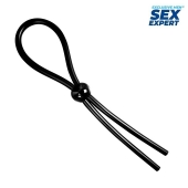 Черное силиконовое лассо с шариком для утяжки - Sex Expert - в Кургане купить с доставкой