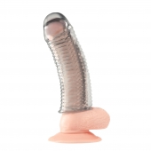 Текстурированная насадка на пенис Clear Textured Penis Enhancing Sleeve Extension - 16,5 см. - BlueLine - в Кургане купить с доставкой