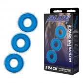 Комплект из трех голубых колец для эрекции 3-Pack Ultra-Stim Stretch Cock Rings - BlueLine - в Кургане купить с доставкой