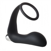 Черное эрекционное кольцо с вибропробкой Vibrating Anal Plug With Cockring - Dream Toys - в Кургане купить с доставкой