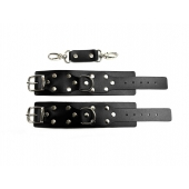 Черные кожаные наручники Sex Game - БДСМ Арсенал - купить с доставкой в Кургане