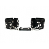 Черные кожаные наручники Sex Game - БДСМ Арсенал - купить с доставкой в Кургане