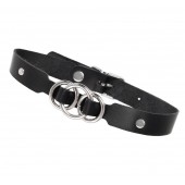 Черный кожаный ошейник со связанными кольцами - Pecado - купить с доставкой в Кургане