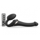 Черный безремневой страпон Multi Orgasm Size S с клиторальной стимуляцией - Strap-on-me - купить с доставкой в Кургане