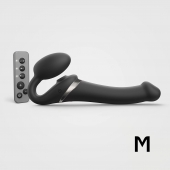 Черный безремневой страпон Multi Orgasm Size M с клиторальной стимуляцией - Strap-on-me - купить с доставкой в Кургане