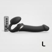 Черный безремневой страпон Multi Orgasm Size L с клиторальной стимуляцией - Strap-on-me - купить с доставкой в Кургане