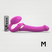 Ярко-розовый безремневой страпон Multi Orgasm Size M с клиторальной стимуляцией - Strap-on-me - купить с доставкой в Кургане