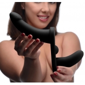 Черный вибрострапон Double Take 10X Double Penetration Vibrating Strap-on Harness - XR Brands - купить с доставкой в Кургане