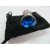 Анальное украшение BUTT PLUG  Small с синим кристаллом - 7 см. - Anal Jewelry Plug - купить с доставкой в Кургане