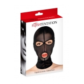 Черная сетчатая маска на голову с отверстиями для глаз и рта - Fetish Tentation - купить с доставкой в Кургане