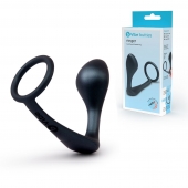 Черное эрекционное кольцо со стимулятором простаты Ringer Cock Ring   Plug - b-Vibe - в Кургане купить с доставкой