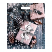 Новогодний пакет с принтом в виде подарков и вырубной ручкой (45х38 см) - Сима-Ленд - купить с доставкой в Кургане