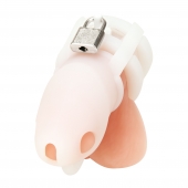 Белая клетка для пениса Silicone Small 2 in Cock Cage With Ball Divider - BlueLine - купить с доставкой в Кургане