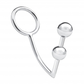 Кольцо на пенис с анальным стимулятором Two Bead Stainless Steel Anal Hook   Cock Ring - BlueLine - в Кургане купить с доставкой