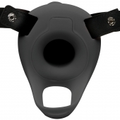 Черный полый страпон с вибрацией 2’’ Erection 28X Smooth Vibrating Silicone Penis Sheath - XR Brands - купить с доставкой в Кургане
