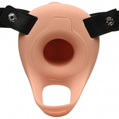 Телесный полый страпон 2  Erection 28X Smooth Vibrating Silicone Penis Sheath - 16 см. - XR Brands - купить с доставкой в Кургане