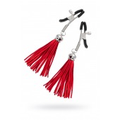 Зажимы на соски «Прищепки» с красными кисточками из замши - Pecado - купить с доставкой в Кургане