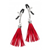 Зажимы на соски «Прищепки» с красными кисточками из замши - Pecado - купить с доставкой в Кургане