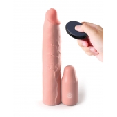 Телесная вибронасадка на член 3  Vibrating Mega X-tension with Remote - 22,9 см. - Pipedream - в Кургане купить с доставкой