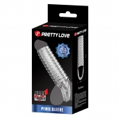 Прозрачная насадка на пенис с ребрышками и подхватом мошонки - Baile - в Кургане купить с доставкой