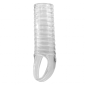 Прозрачная насадка на пенис с ребрышками и подхватом мошонки - Baile - в Кургане купить с доставкой