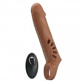 Коричневая вибронасадка с подхватом мошонки и пультом ДУ - Baile - в Кургане купить с доставкой