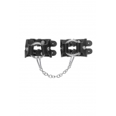 Черные кожаные наручники-браслеты из двух ремешков - Pecado - купить с доставкой в Кургане