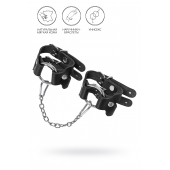 Черные кожаные наручники-браслеты из двух ремешков - Pecado - купить с доставкой в Кургане