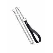 Поводок с ручкой из черной натуральной кожи и карабином для ошейника - Pecado - купить с доставкой в Кургане