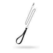 Поводок с ручкой из черной натуральной кожи и карабином для ошейника - Pecado - купить с доставкой в Кургане