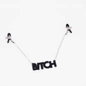 Зажимы на соски с кожаной подвеской Bitch - Crazy Handmade - купить с доставкой в Кургане