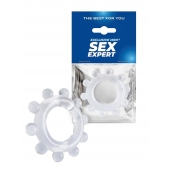 Прозрачное эрекционное кольцо со стимулирующими шариками - Sex Expert - в Кургане купить с доставкой