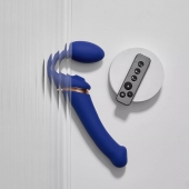 Синий безремневой страпон Multi Orgasm Bendable Strap-On size XL с клиторальной стимуляцией - Strap-on-me - купить с доставкой в Кургане