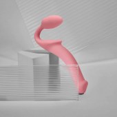 Розовый безремневой страпон Strap-on-me Semi-Realistic Bendable Strap-On size L - Strap-on-me - купить с доставкой в Кургане