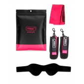 Черно-розовый эротический набор: маска, наручники и повязка - Erokay - купить с доставкой в Кургане