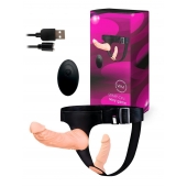 Женский страпон с 2 насадками, вибрацией и пультом ДУ - Erowoman-Eroman - купить с доставкой в Кургане