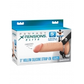 Телесный пустотелый фаллопротез 5’’ Hollow Silicone Strap-On - 14 см. - Pipedream - купить с доставкой в Кургане