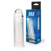 Прозрачная закрытая насадка на пенис с ребрышками - 16 см. - Sex Expert - в Кургане купить с доставкой