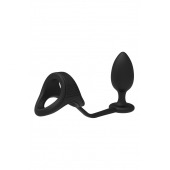 Черное эрекционное кольцо с анальной пробкой Cockstrap With Anal Plug - Dream Toys - в Кургане купить с доставкой