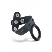 Черное эрекционное кольцо с подхватом мошонки на кнопках VS6 - Blush Novelties - в Кургане купить с доставкой
