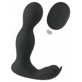Черная анальная пробка с вибрацией, вращением и пультом ДУ RC Butt Plug with 2 Functions - Orion - в Кургане купить с доставкой